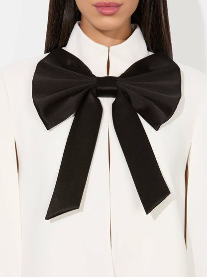 Philippa Bow Cape In Off White/black - Alice + Olivia Women