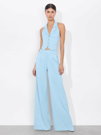 Donna Halter Vest In Mineral Blue - Alice + Olivia Women