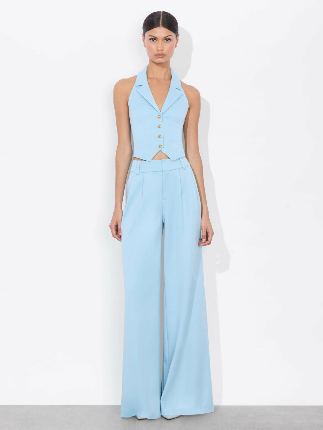 Donna Halter Vest In Mineral Blue - Alice + Olivia Women