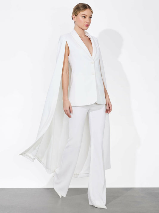 Esther Cape Sleeve Maxi Blazer In Off White - Alice + Olivia Women