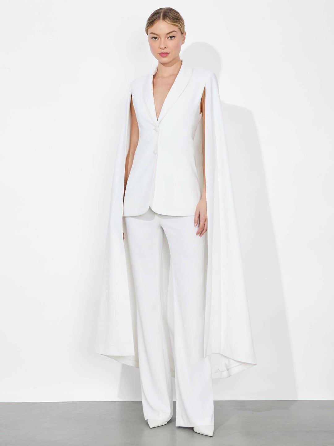 Esther Cape Sleeve Maxi Blazer In Off White - Alice + Olivia Women