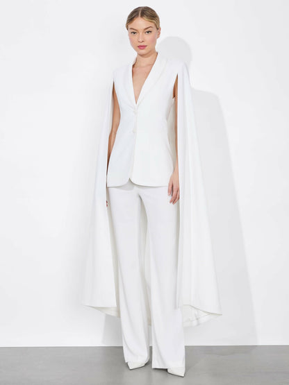 Esther Cape Sleeve Maxi Blazer In Off White - Alice + Olivia Women