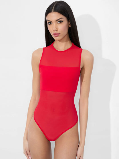 Bandeau Sleeveless Bodysuit In Bright Ruby - Alice + Olivia Women