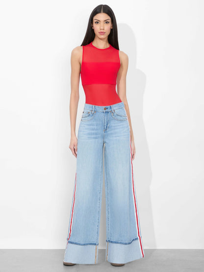 Bandeau Sleeveless Bodysuit In Bright Ruby - Alice + Olivia Women