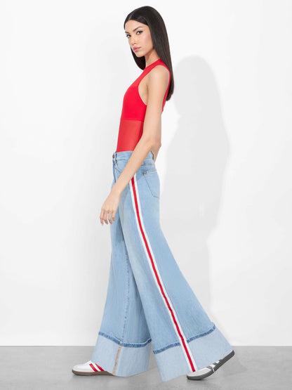 Bandeau Sleeveless Bodysuit In Bright Ruby - Alice + Olivia Women