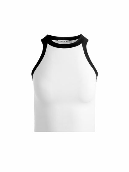 Rydel Tank In Soft White/black - Alice + Olivia Women