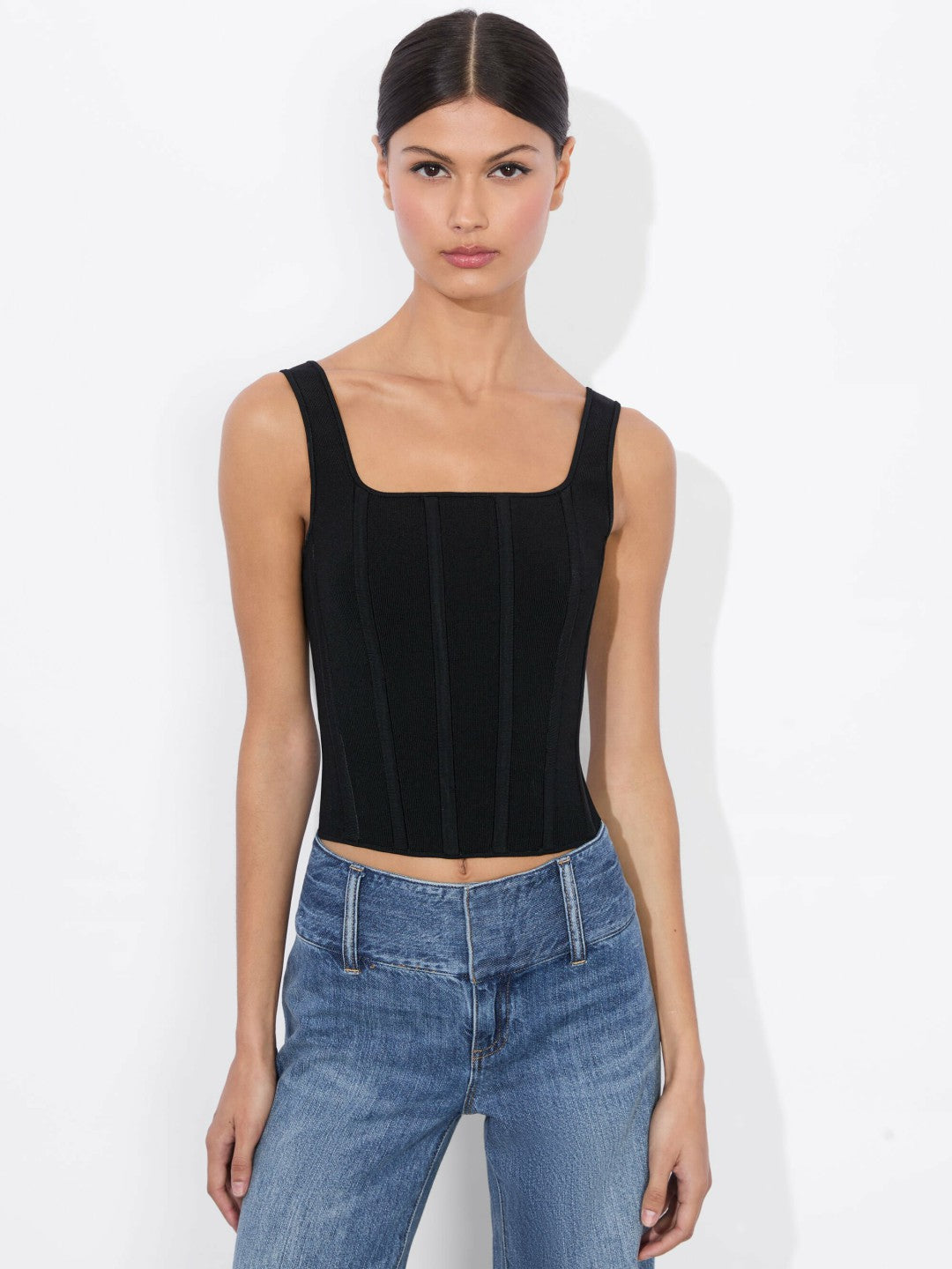 Sariah Corset Tank In Black - Alice + Olivia Women