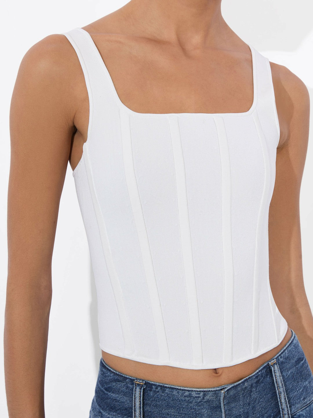 Sariah Corset Tank In Soft White - Alice + Olivia Women