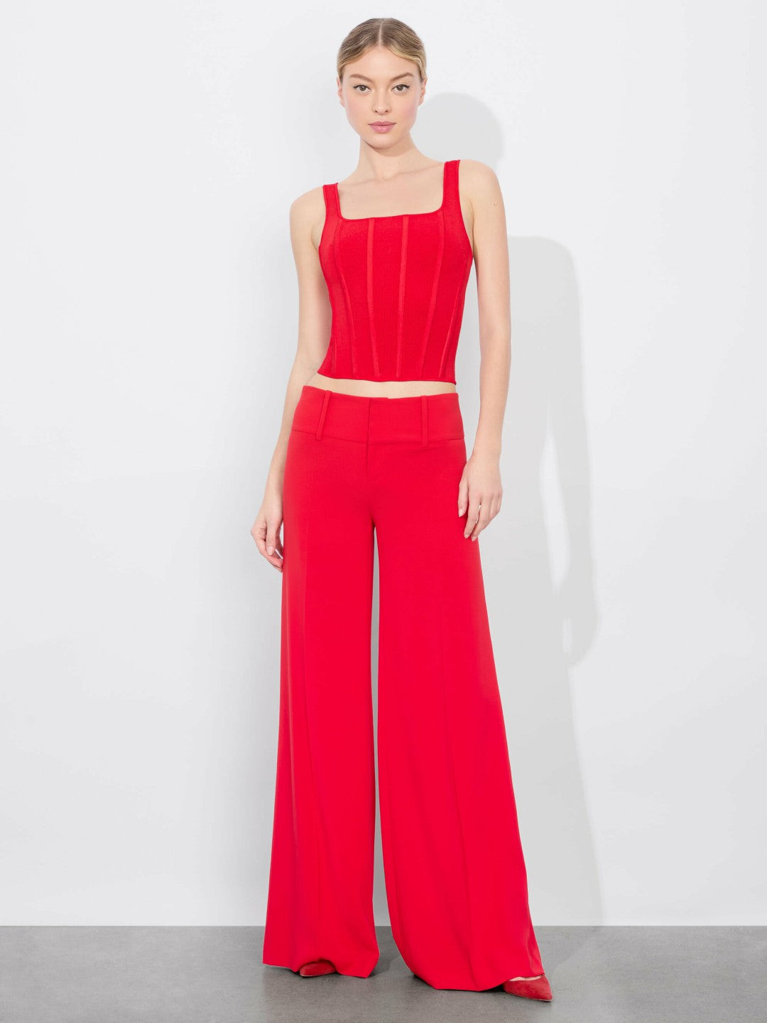 Sariah Corset Tank In Bright Ruby - Alice + Olivia Women