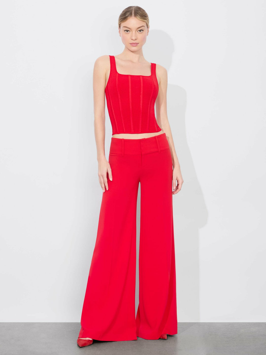 Sariah Corset Tank In Bright Ruby - Alice + Olivia Women