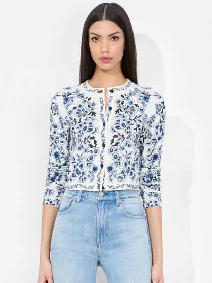 Carson Cardigan In Soft White Multi - Alice + Olivia Women