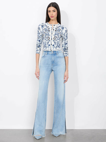 Carson Cardigan In Soft White Multi - Alice + Olivia Women