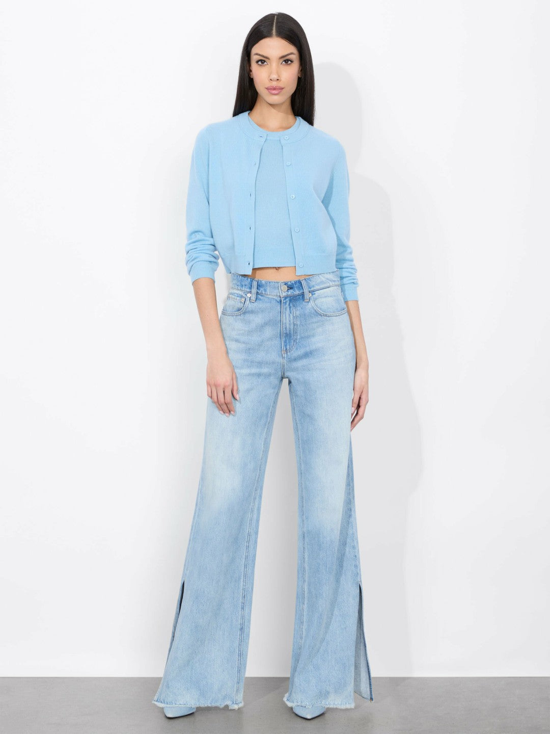 Dollie Cashmere Cardigan In Mineral Blue - Alice + Olivia Women