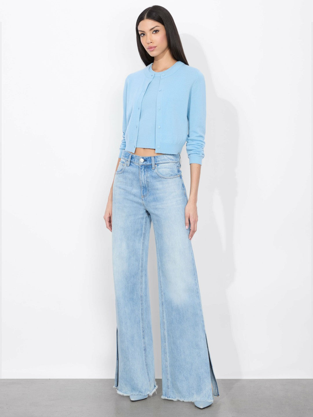 Dollie Cashmere Cardigan In Mineral Blue - Alice + Olivia Women