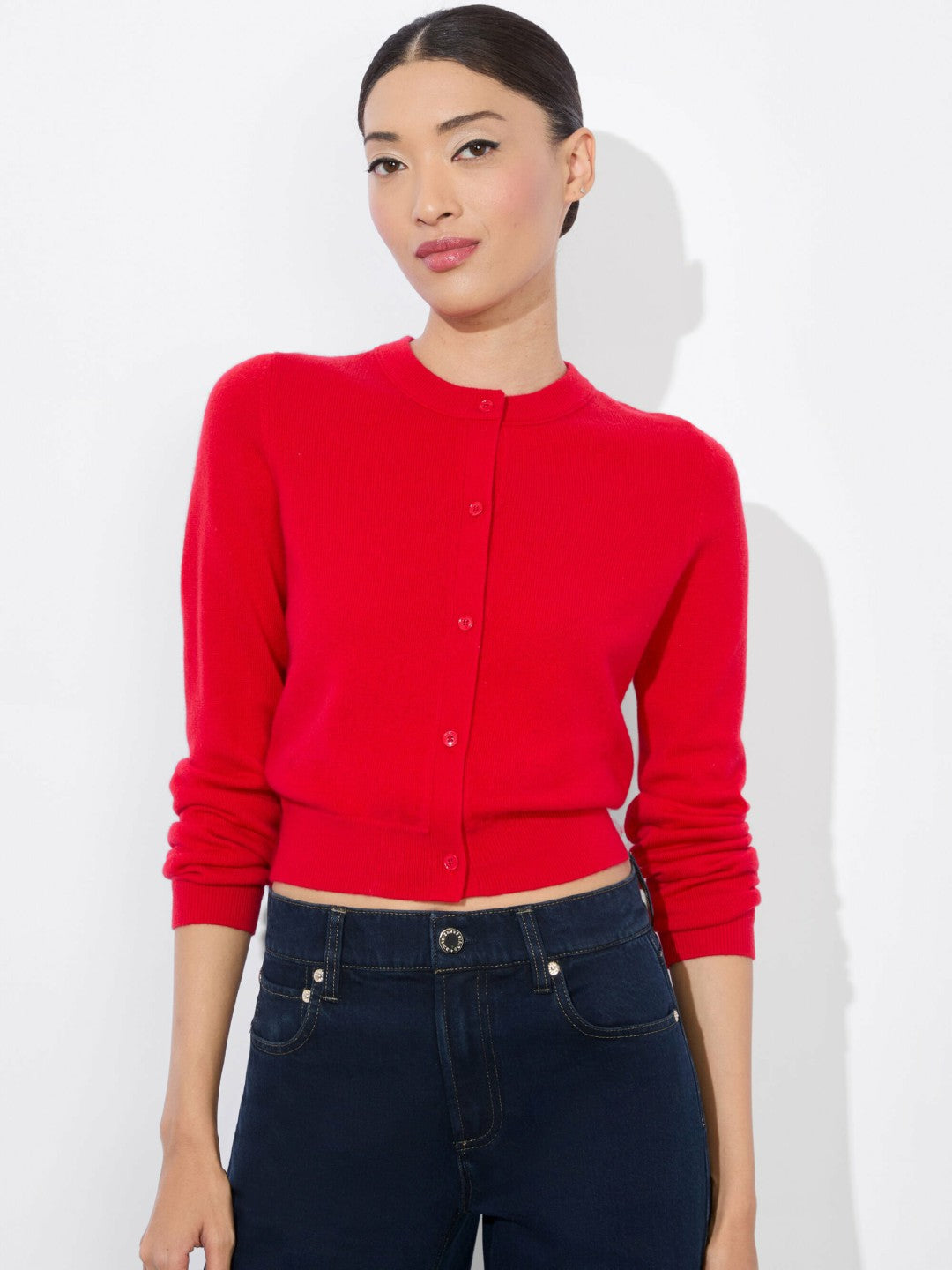 Dollie Cashmere Cardigan In Bright Ruby - Alice + Olivia Women