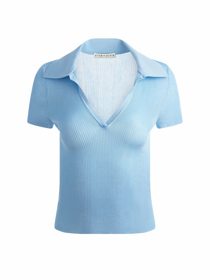 Martha Polo In Mineral Blue - Alice + Olivia Women