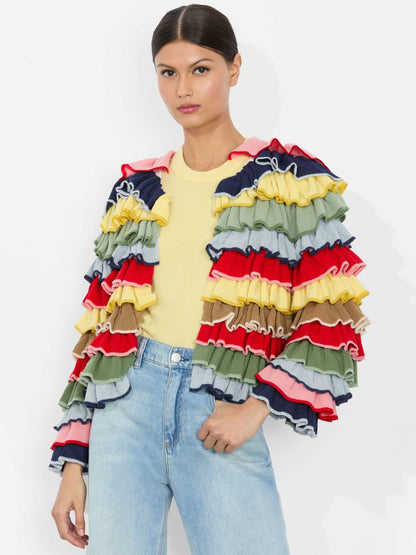 Fawn Ruffle Cardigan In Multi - Alice + Olivia Women