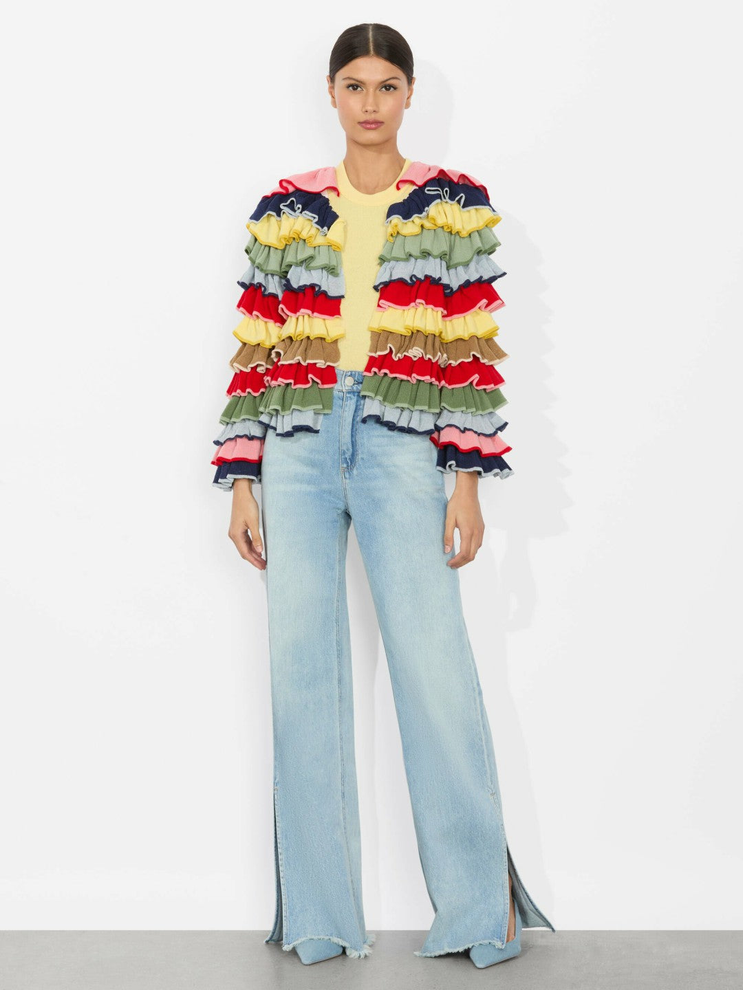 Fawn Ruffle Cardigan In Multi - Alice + Olivia Women