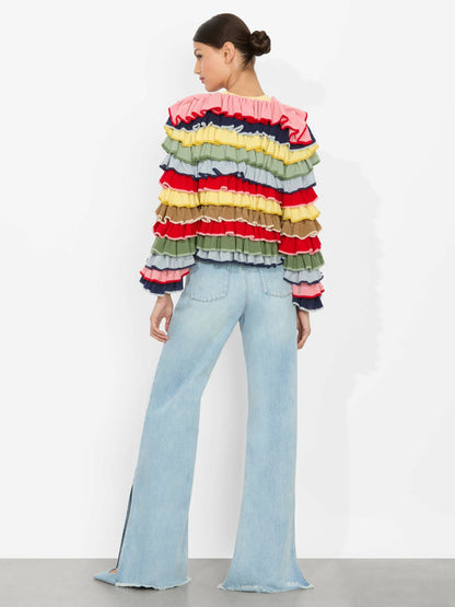Fawn Ruffle Cardigan In Multi - Alice + Olivia Women