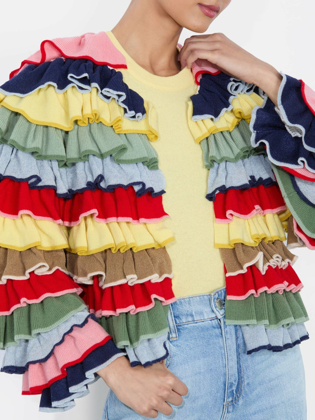 Fawn Ruffle Cardigan In Multi - Alice + Olivia Women