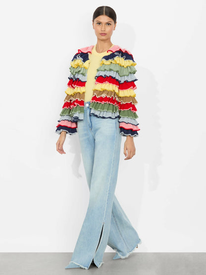 Fawn Ruffle Cardigan In Multi - Alice + Olivia Women
