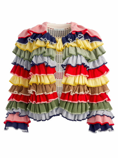 Fawn Ruffle Cardigan In Multi - Alice + Olivia Women