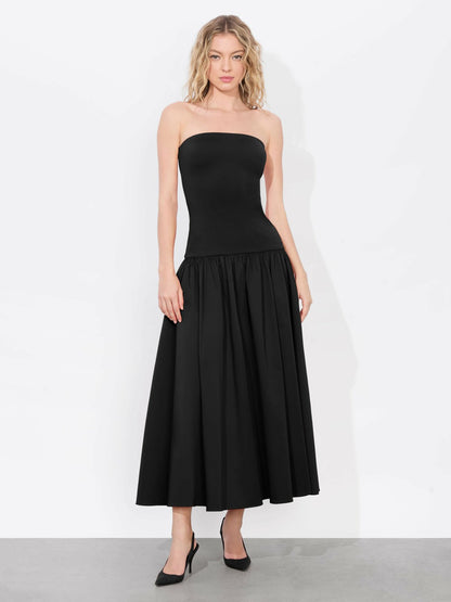 Oriana Drop Waist Midi Dress In Black - Alice + Olivia Women