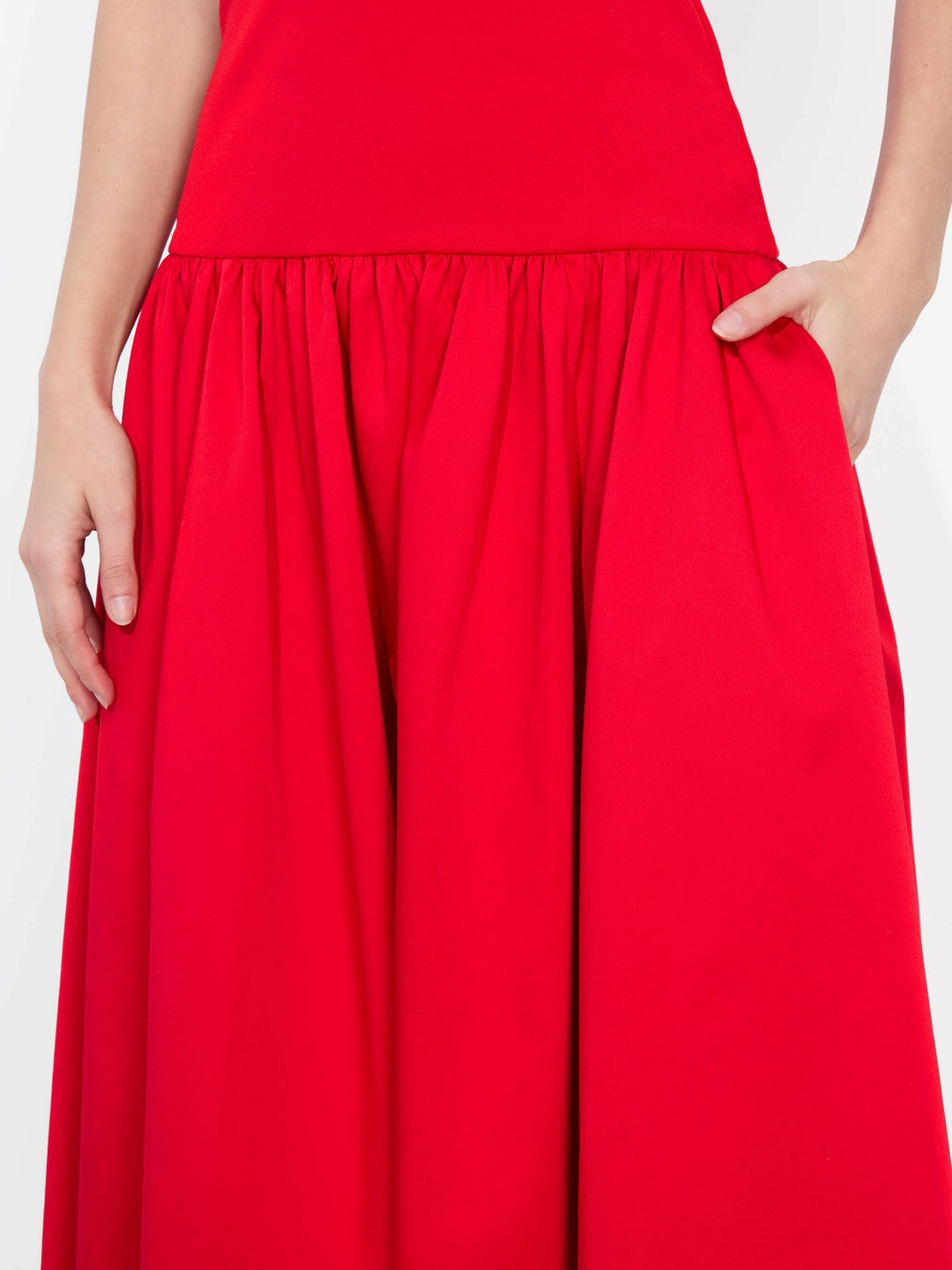 Oriana Drop Waist Midi Dress In Bright Ruby - Alice + Olivia Women