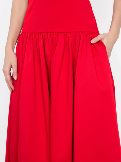 Oriana Drop Waist Midi Dress In Bright Ruby - Alice + Olivia Women