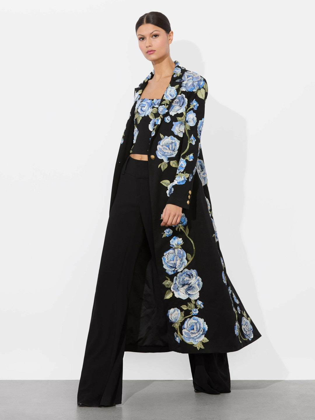 Macey Long Blazer In Black Multi - Alice + Olivia Women