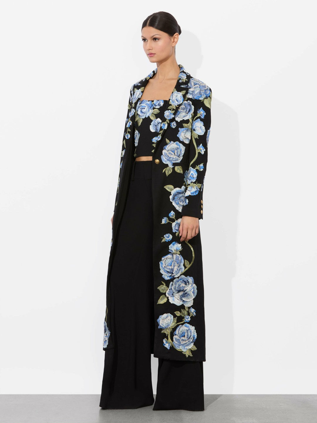 Macey Long Blazer In Black Multi - Alice + Olivia Women
