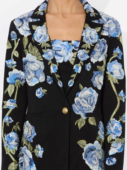 Macey Long Blazer In Black Multi - Alice + Olivia Women