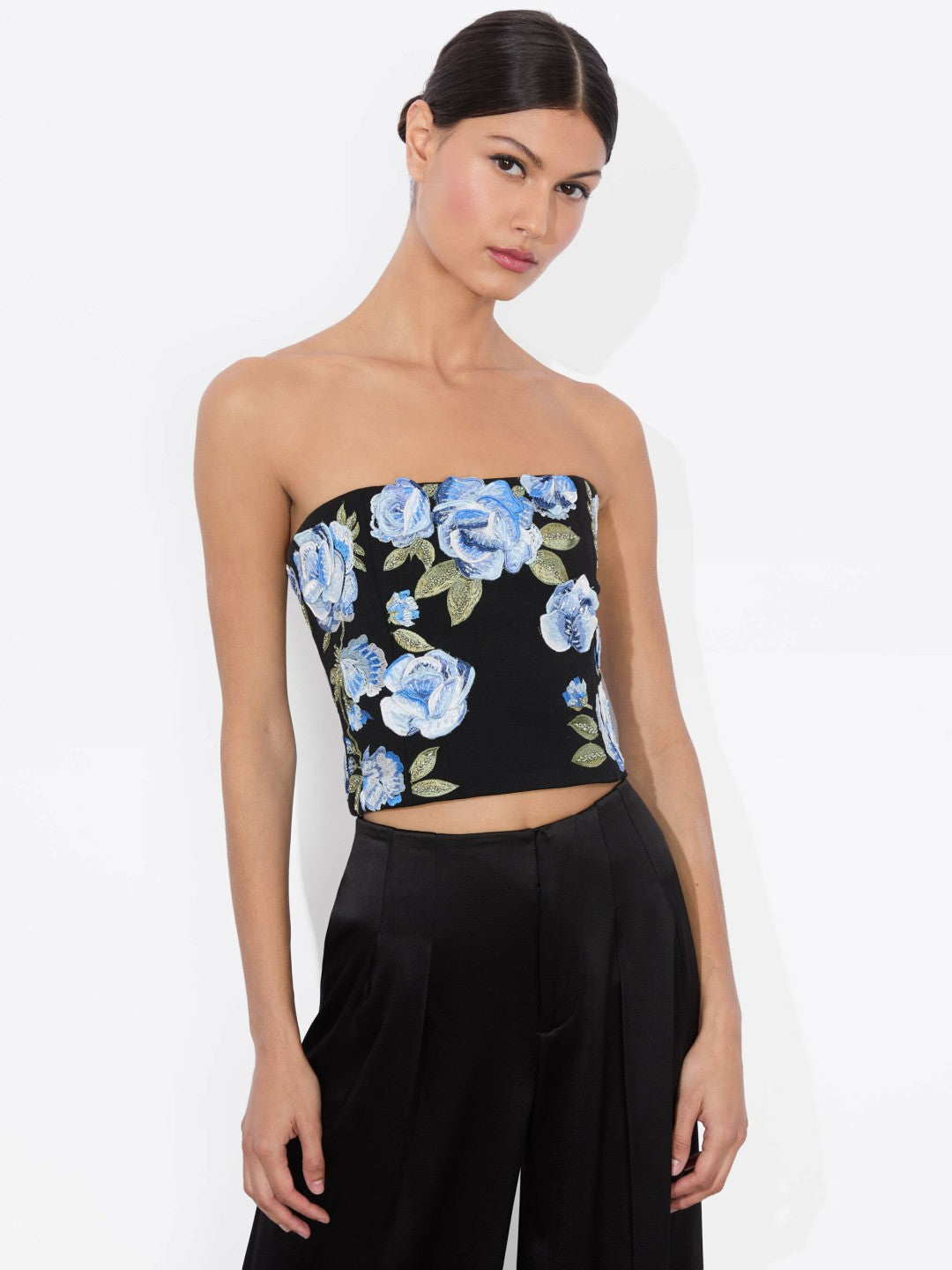 Cece Embellished Top In Black Multi - Alice + Olivia Women