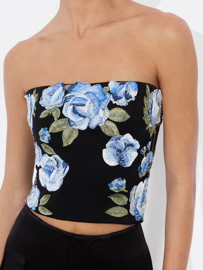 Cece Embellished Top In Black Multi - Alice + Olivia Women