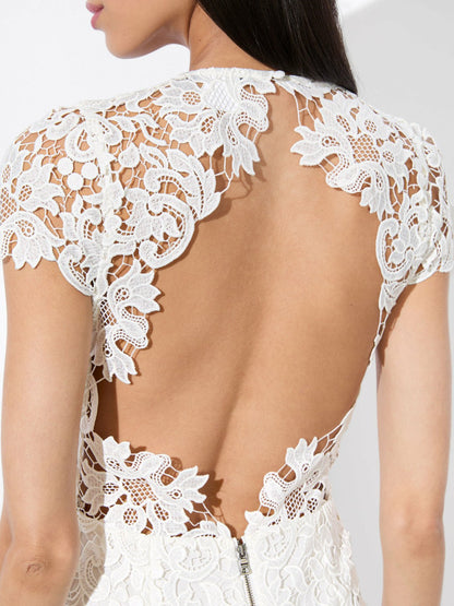 Clover Open Back Dress In Off White - Alice + Olivia Women