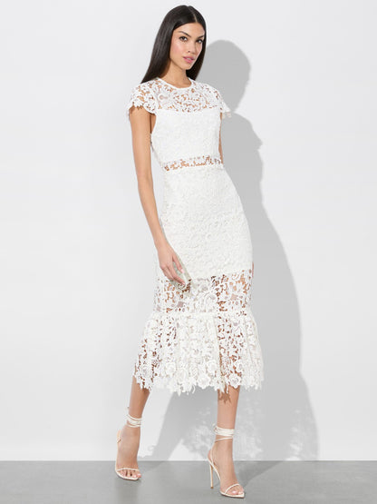 Clover Open Back Dress In Off White - Alice + Olivia Women