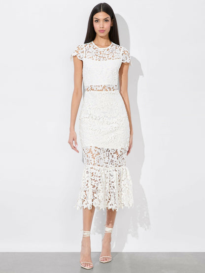 Clover Open Back Dress In Off White - Alice + Olivia Women