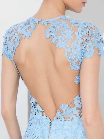 Clover Open Back Dress In Mineral Blue - Alice + Olivia Women