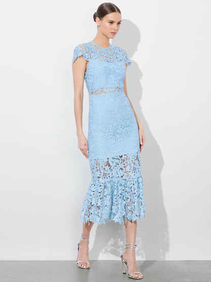 Clover Open Back Dress In Mineral Blue - Alice + Olivia Women