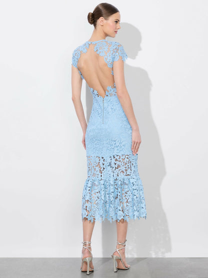 Clover Open Back Dress In Mineral Blue - Alice + Olivia Women