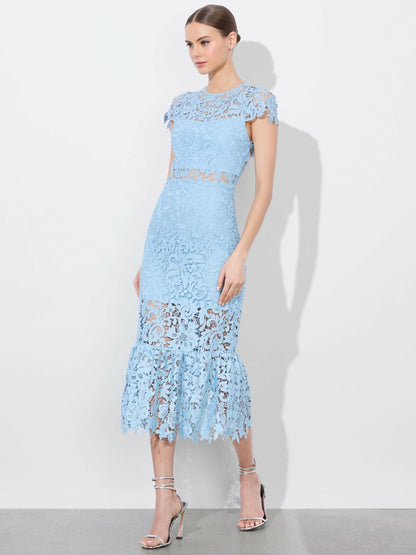 Clover Open Back Dress In Mineral Blue - Alice + Olivia Women
