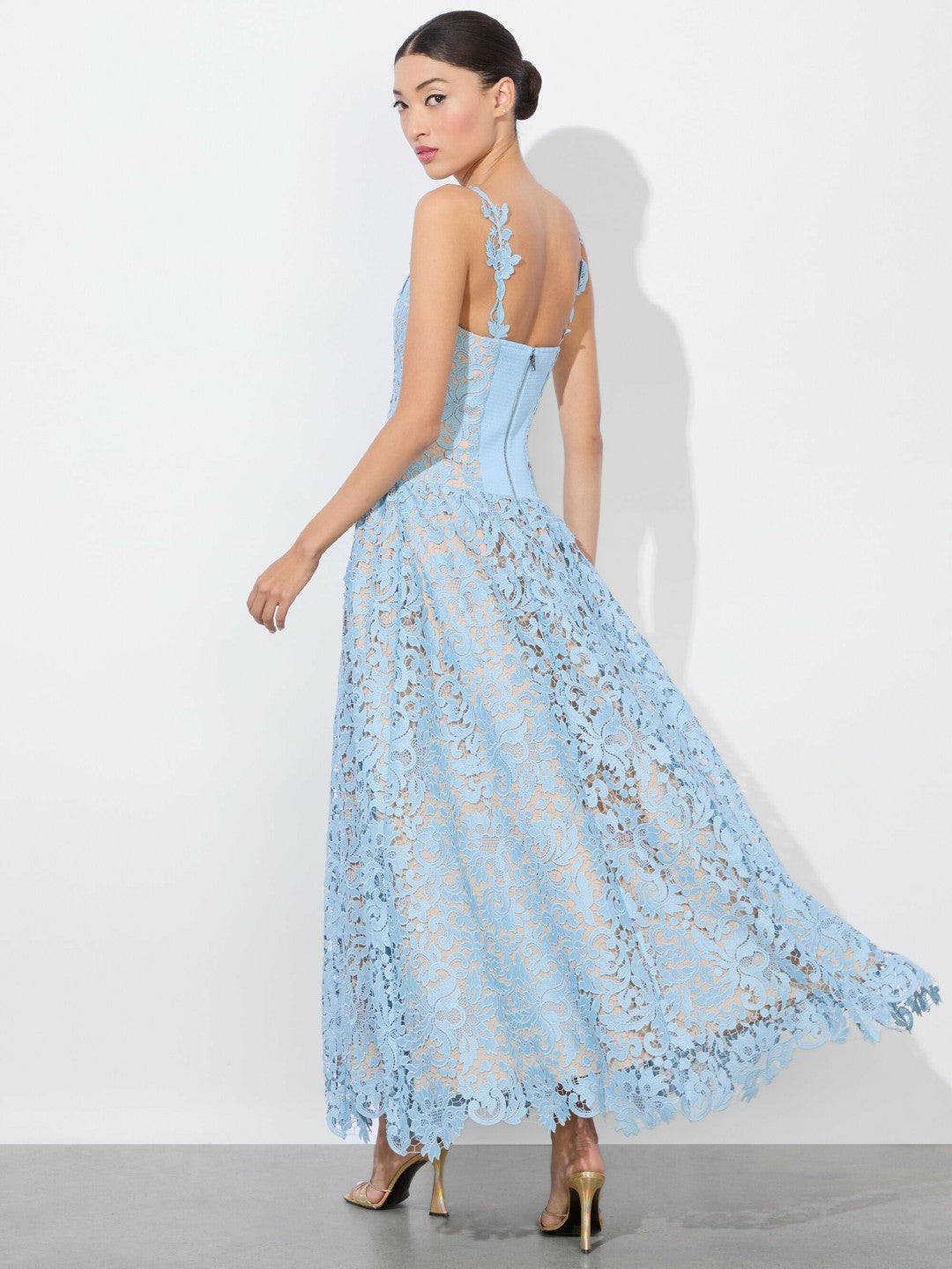 Anabella Drop Waist Dress In Mineral Blue - Alice + Olivia Women