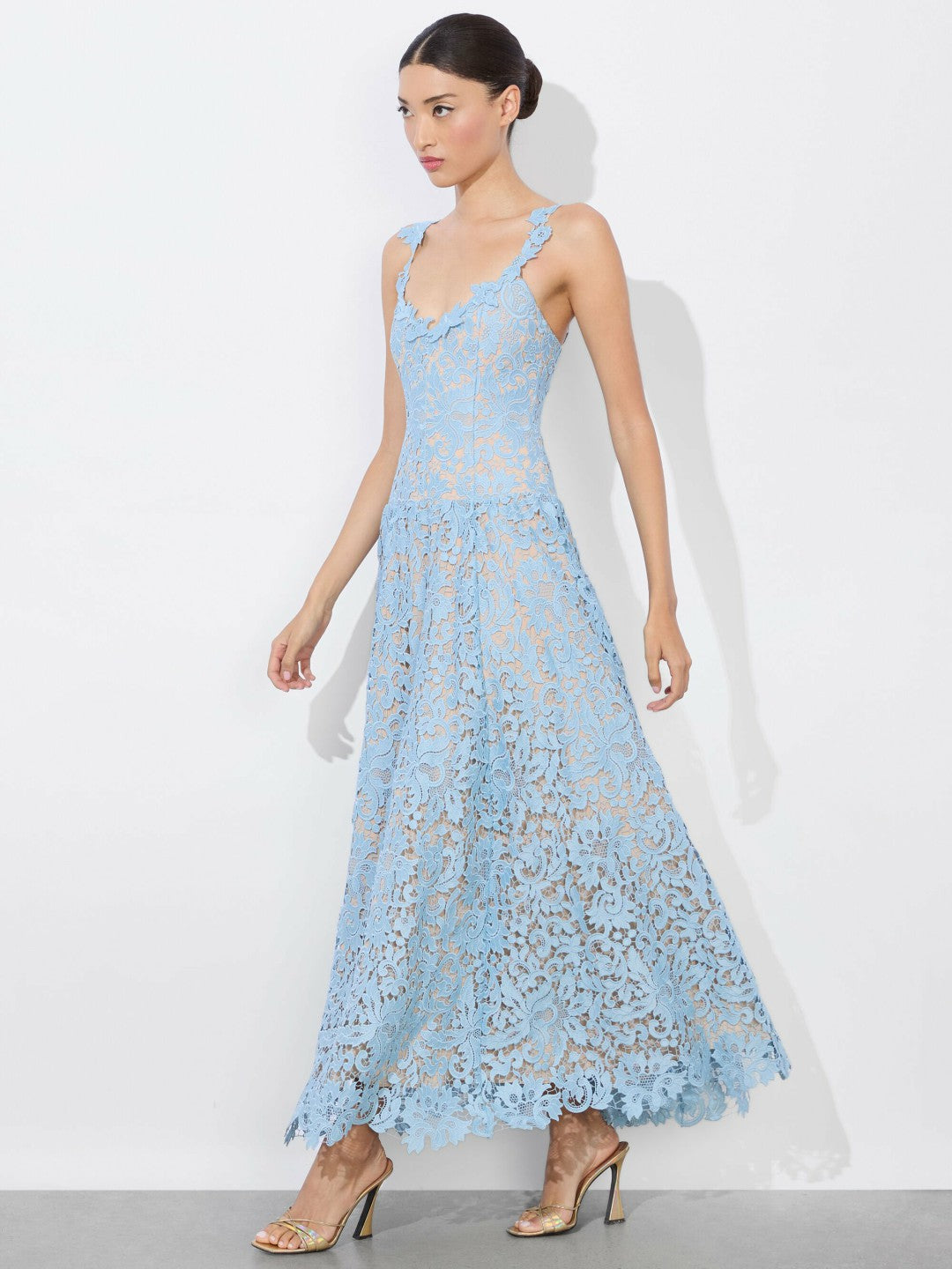 Anabella Drop Waist Dress In Mineral Blue - Alice + Olivia Women