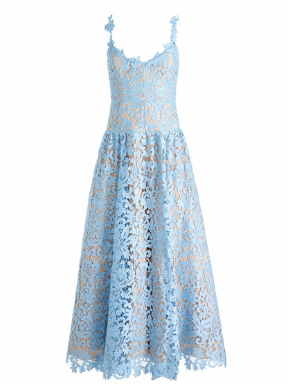 Anabella Drop Waist Dress In Mineral Blue - Alice + Olivia Women