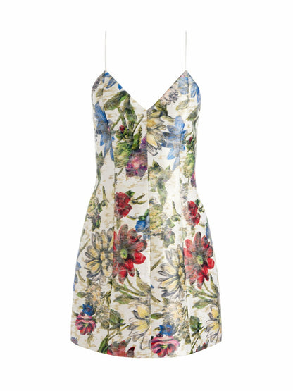 Tayla Mini Dress In Off White Multi - Alice + Olivia Women