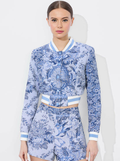 Barton Varsity Jacket In Blue Multi - Alice + Olivia Women