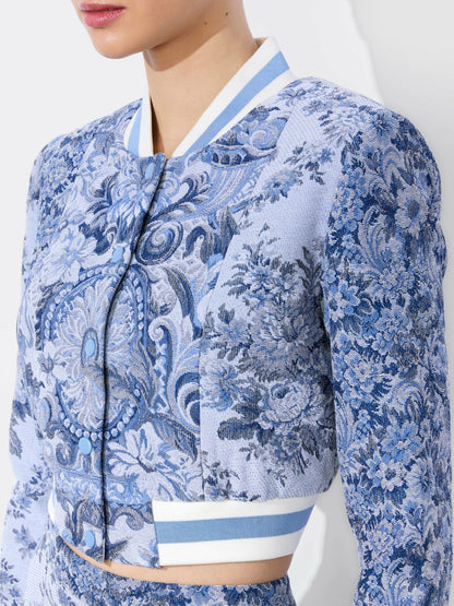 Barton Varsity Jacket In Blue Multi - Alice + Olivia Women