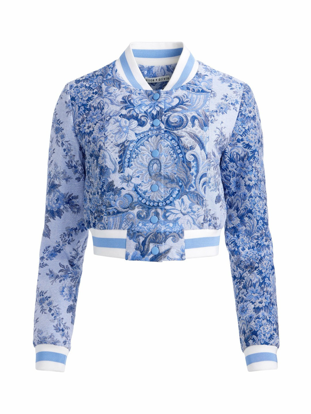 Barton Varsity Jacket In Blue Multi - Alice + Olivia Women