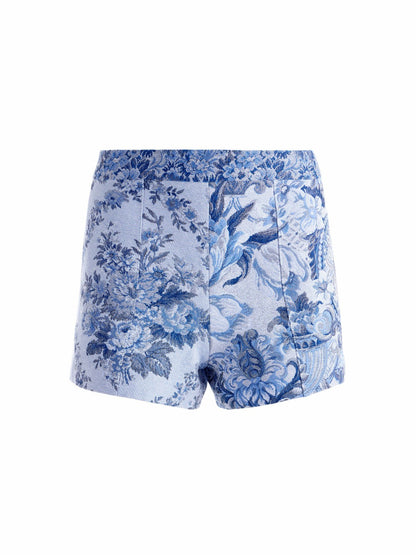 Hera Mixed Media Short In Blue Multi - Alice + Olivia Women