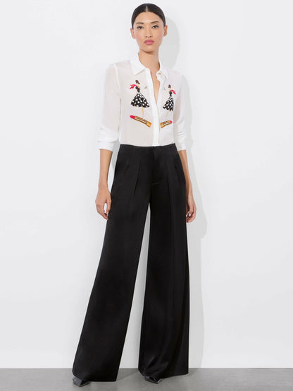 Willa Silk Blouse In I Am Woman Off White - Alice + Olivia Women